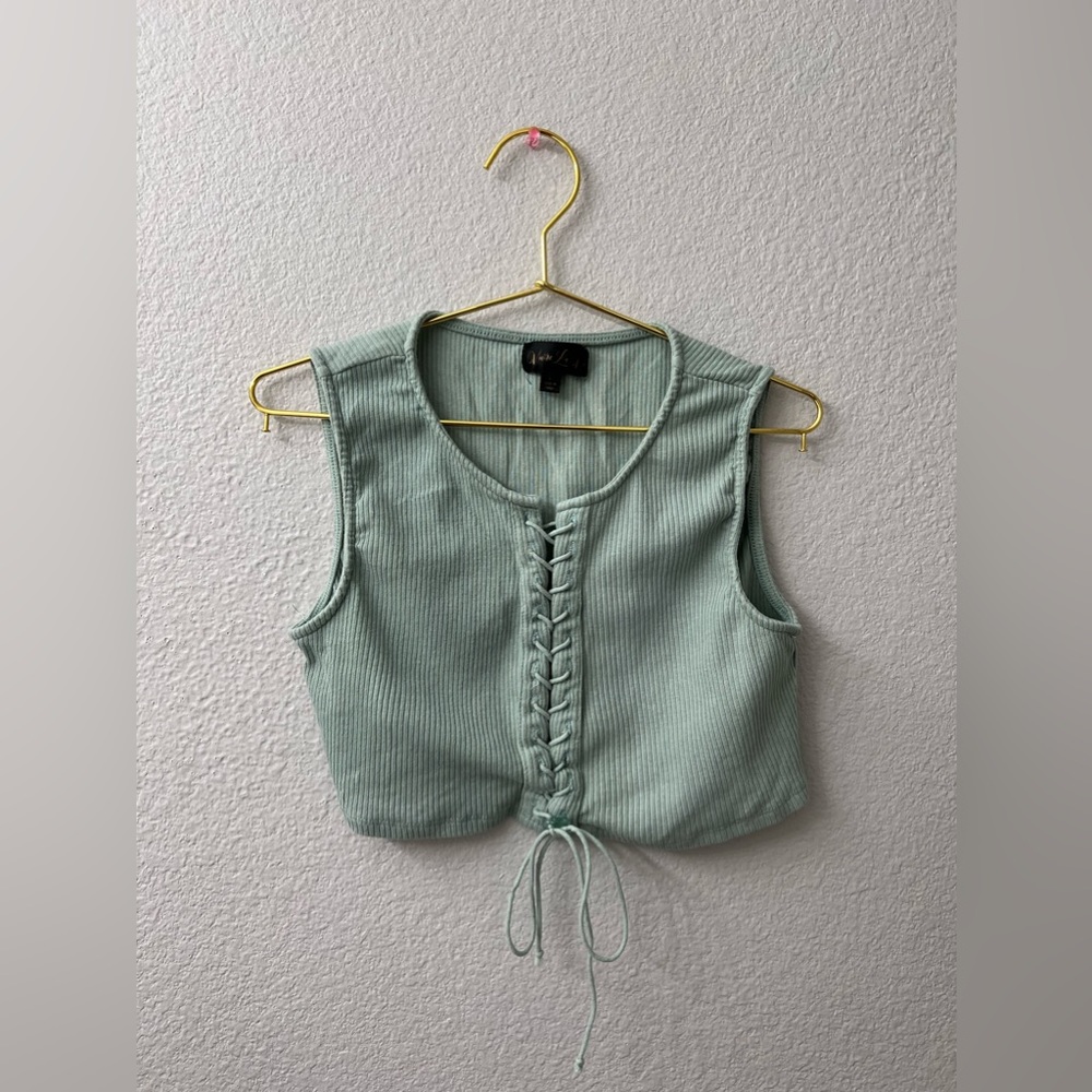 Vivre la vie, size L, and mint, green tank top